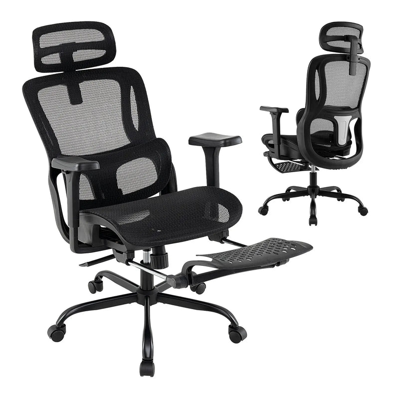 Ergonomic Office Chair Swivel Computer Desk Chair with Rotating Headrest-Black by DirectDeals