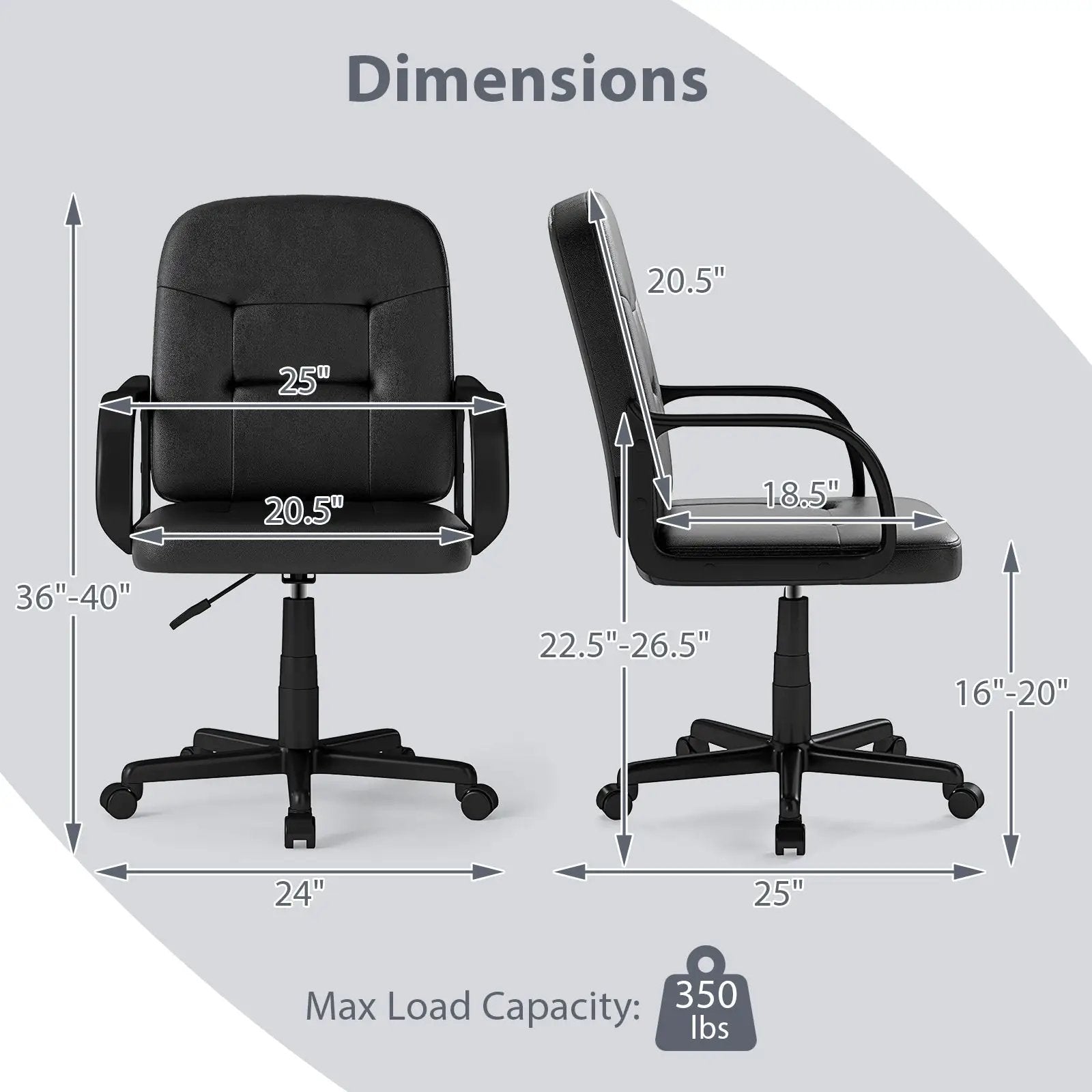 Ergonomic Office Chair with 360-degree Wheels by DirectDeals