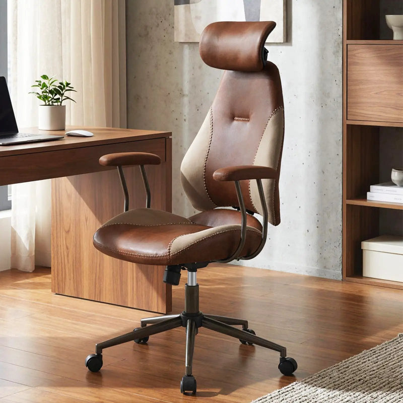 Ergonomic Office Chair Computer Desk Chair with 2D Headrest and Rocking Backrest by DirectDeals