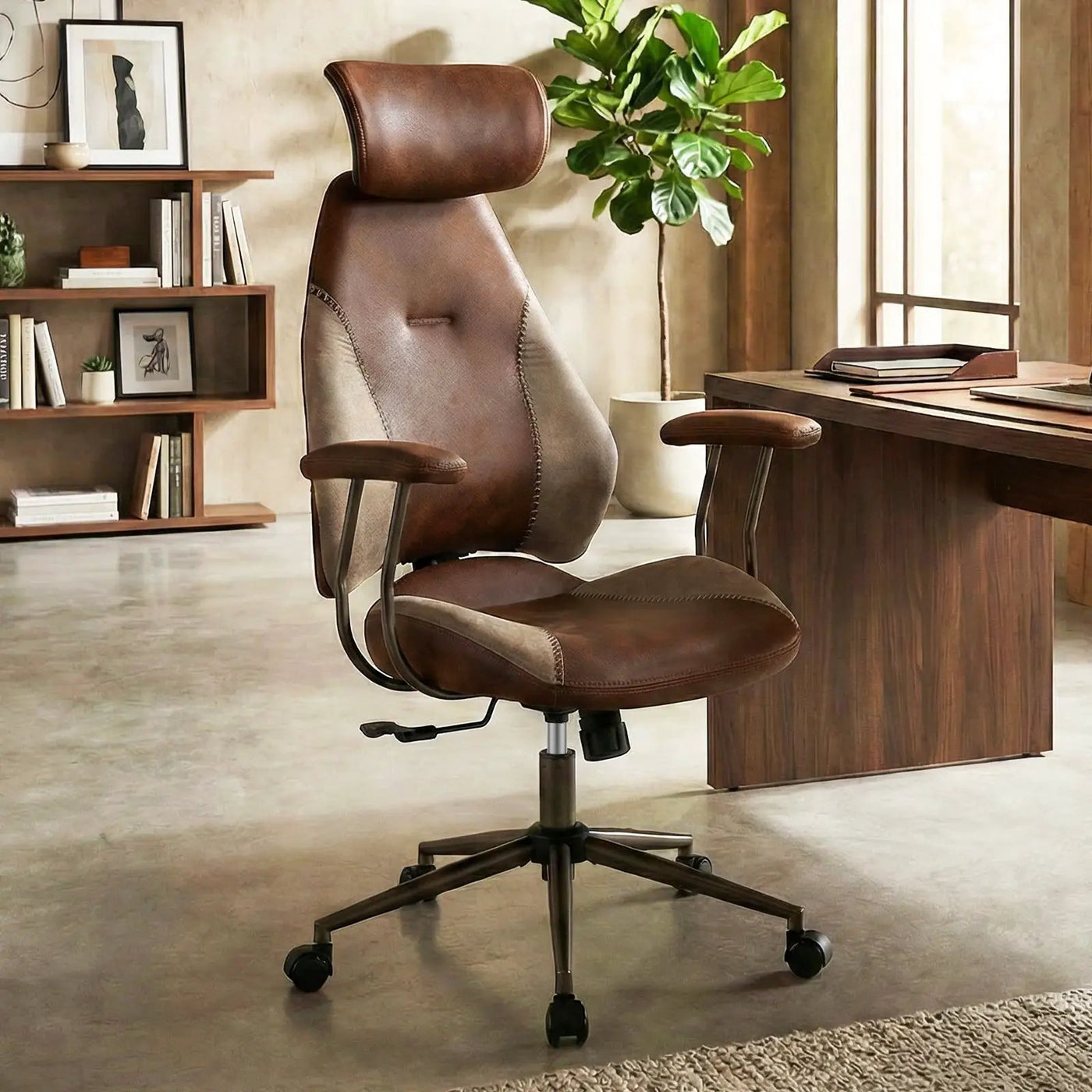 Ergonomic Office Chair Computer Desk Chair with 2D Headrest and Rocking Backrest by DirectDeals