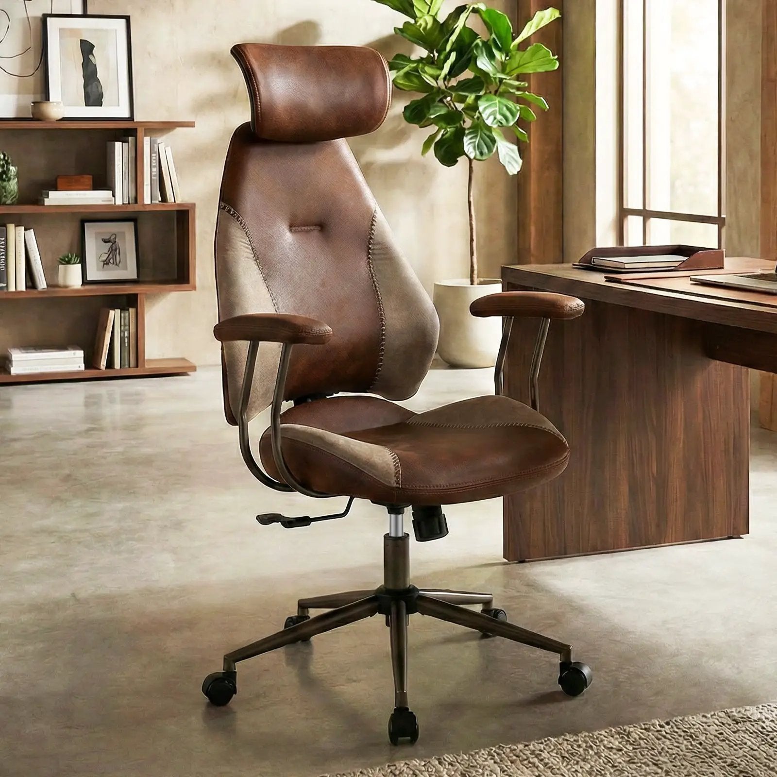 Ergonomic Office Chair Computer Desk Chair with 2D Headrest and Rocking Backrest by DirectDeals