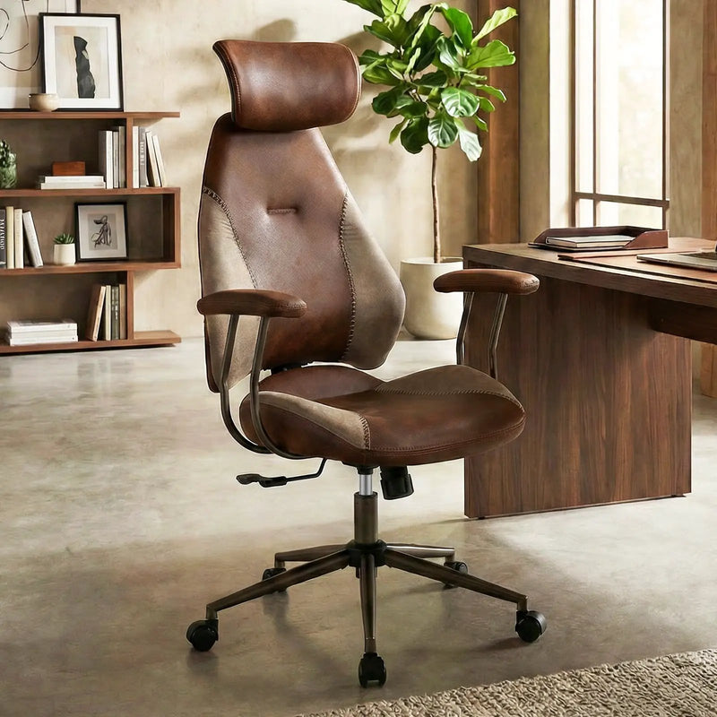 Ergonomic Office Chair Computer Desk Chair with 2D Headrest and Rocking Backrest by DirectDeals