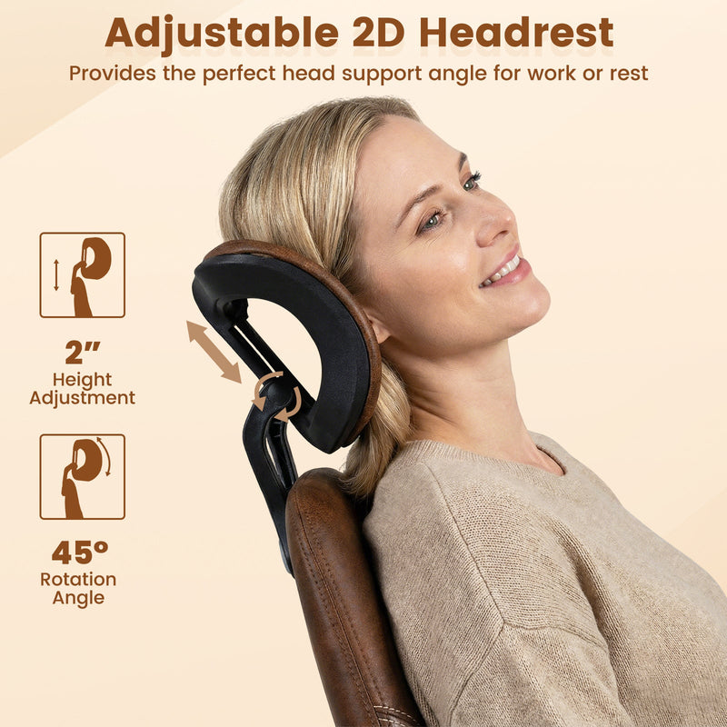 Ergonomic Office Chair Computer Desk Chair with 2D Headrest and Rocking Backrest by DirectDeals