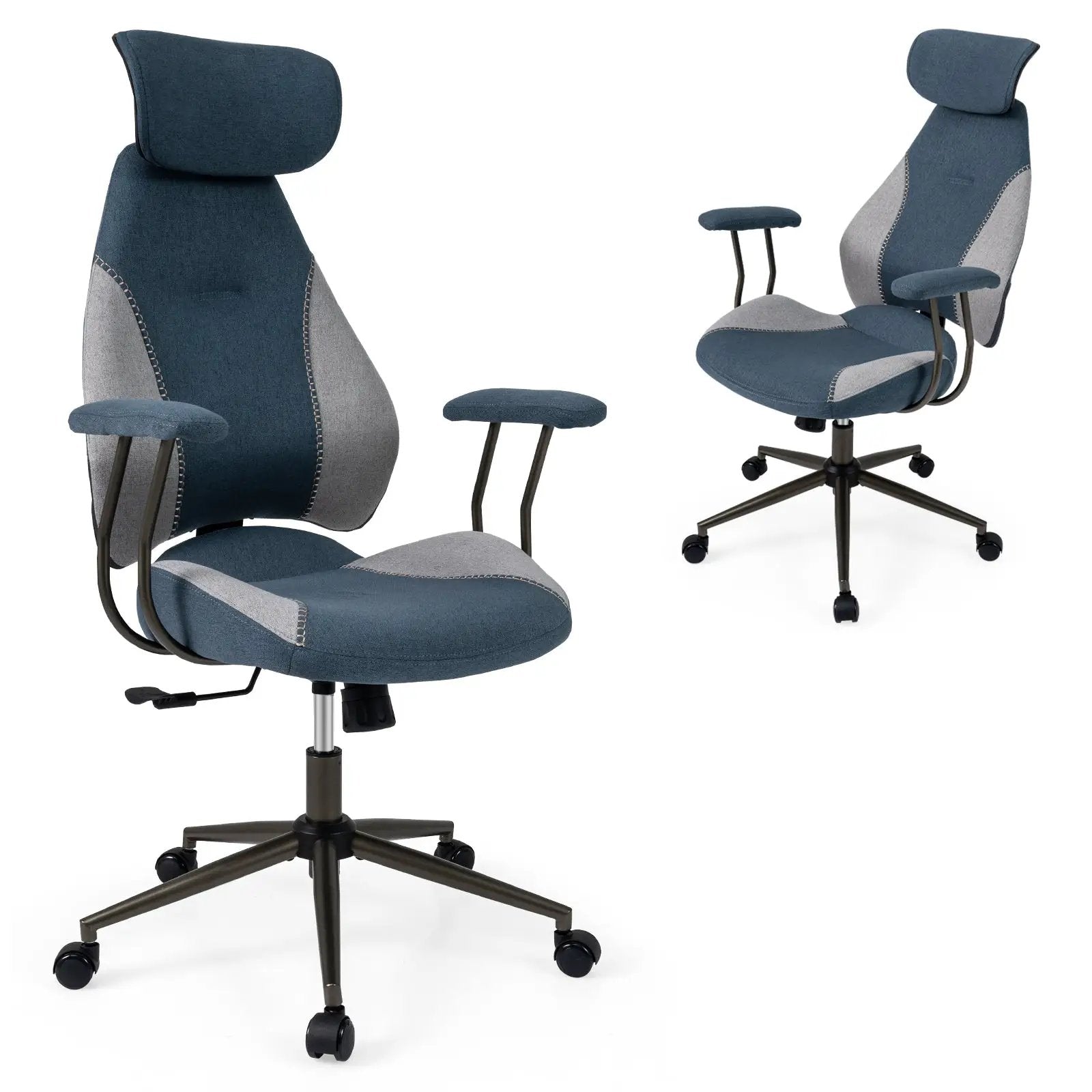 Ergonomic Office Chair Computer Desk Chair with 2D Headrest and Rocking Backrest by DirectDeals