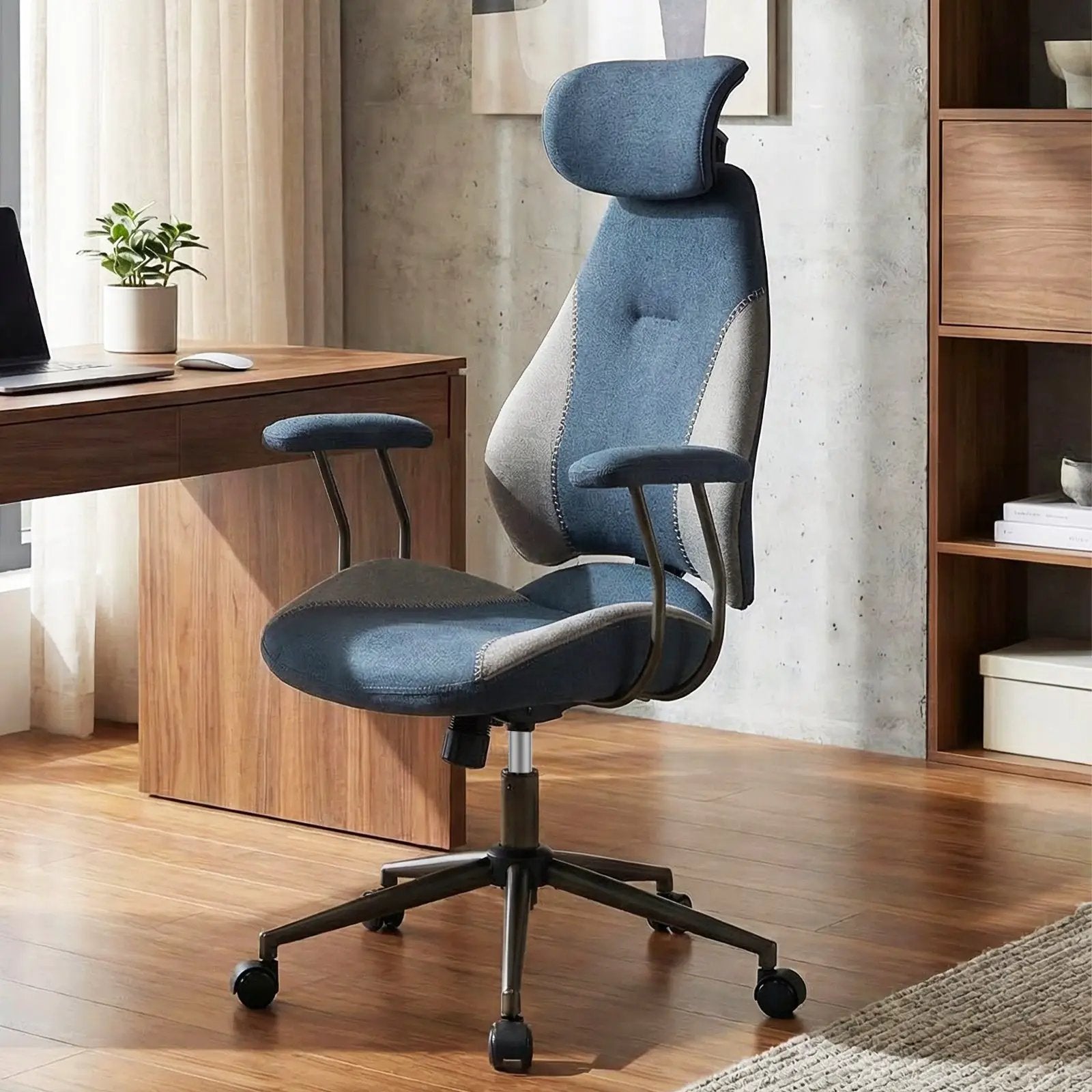 Ergonomic Office Chair Computer Desk Chair with 2D Headrest and Rocking Backrest by DirectDeals