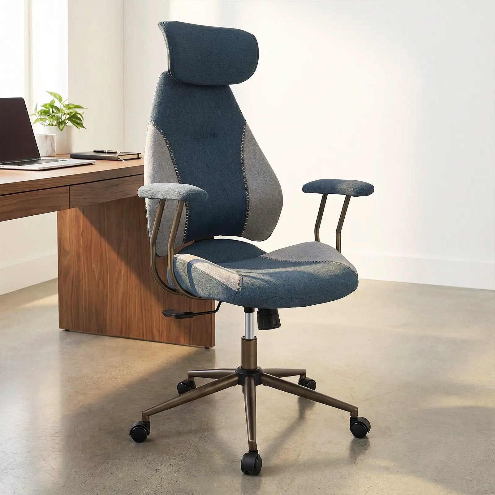 Ergonomic Office Chair Computer Desk Chair with 2D Headrest and Rocking Backrest by DirectDeals