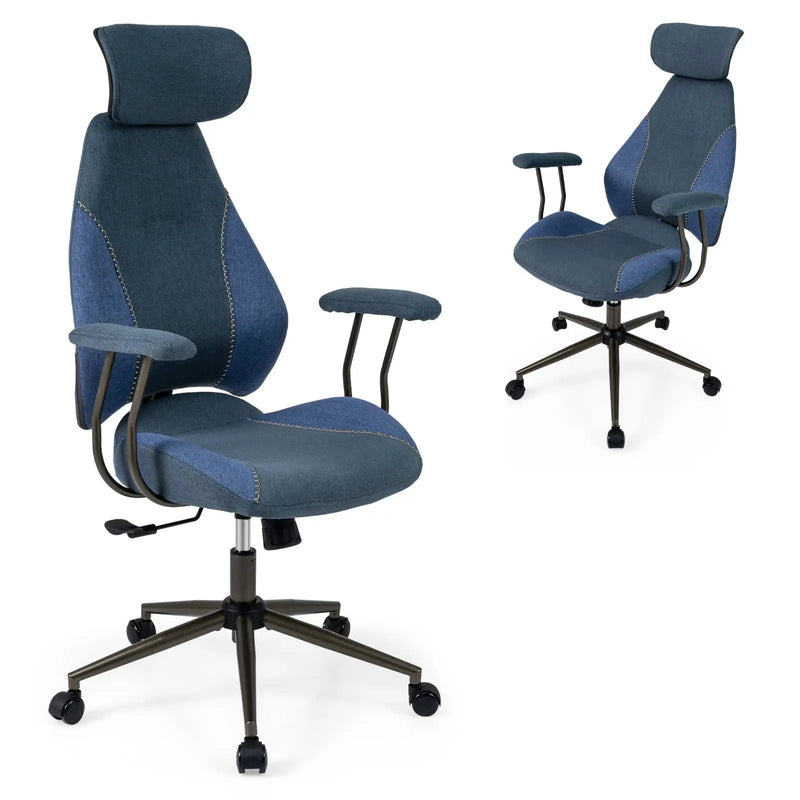 Ergonomic Office Chair Computer Desk Chair with 2D Headrest and Rocking Backrest by DirectDeals