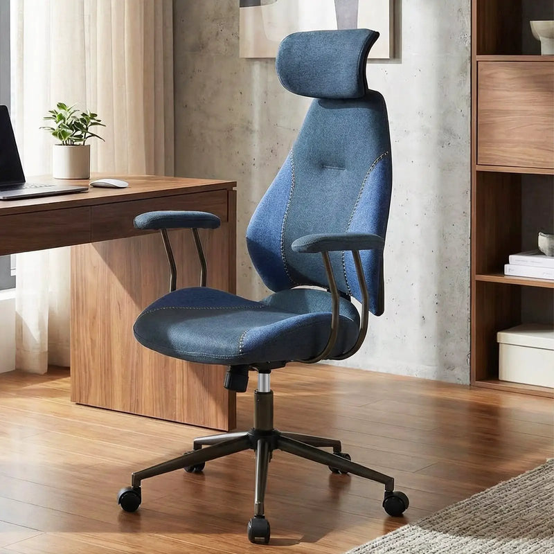 Ergonomic Office Chair Computer Desk Chair with 2D Headrest and Rocking Backrest by DirectDeals