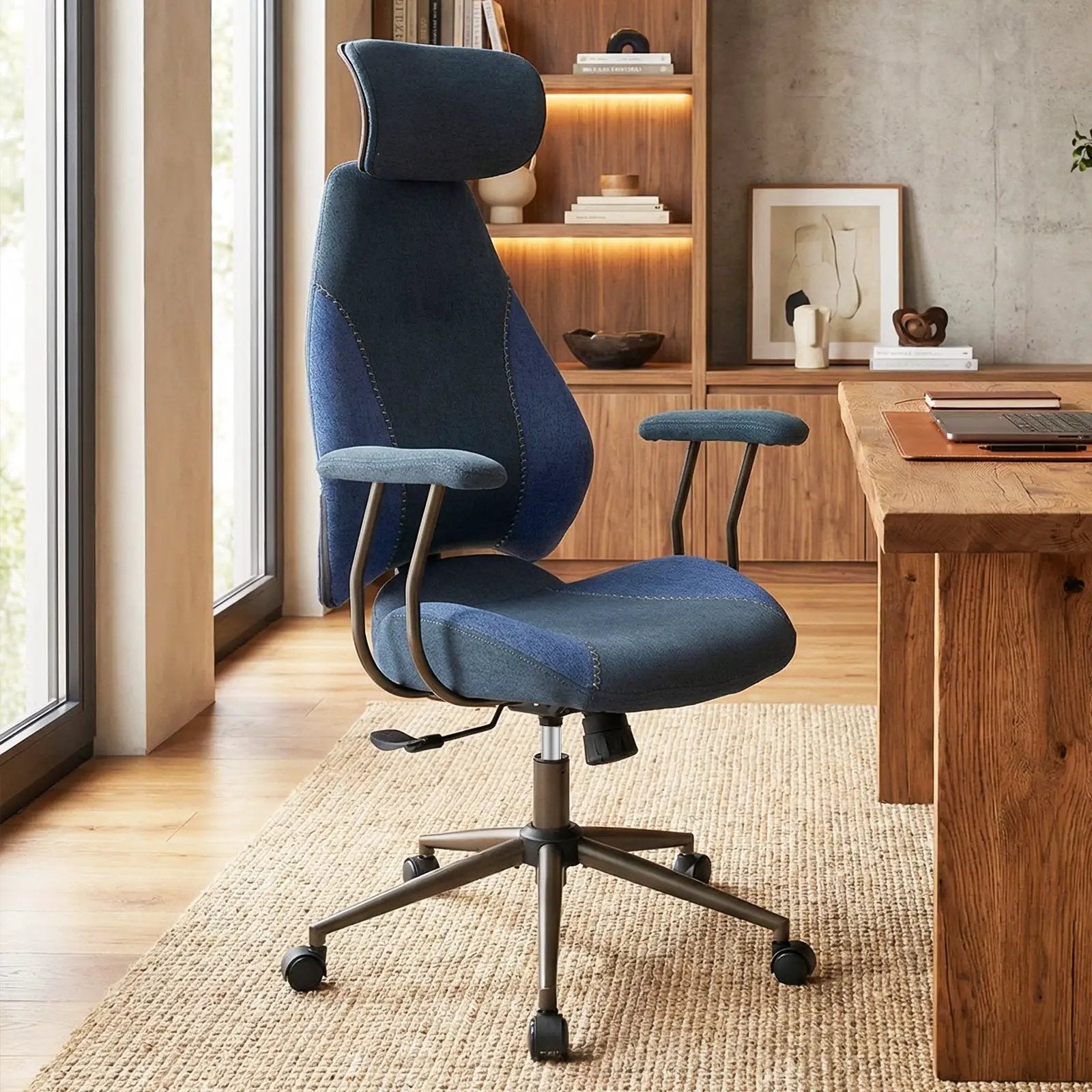 Ergonomic Office Chair Computer Desk Chair with 2D Headrest and Rocking Backrest by DirectDeals