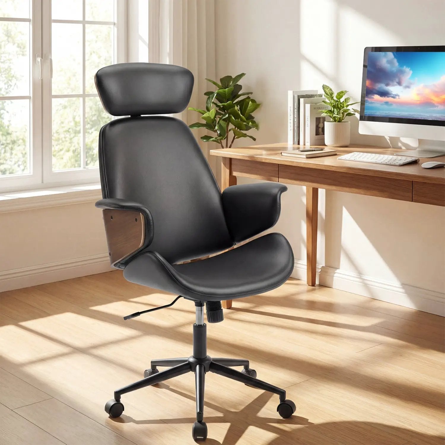 Ergonomic Office Chair with Headrest Adjustable Height for Home Office and Study by DirectDeals