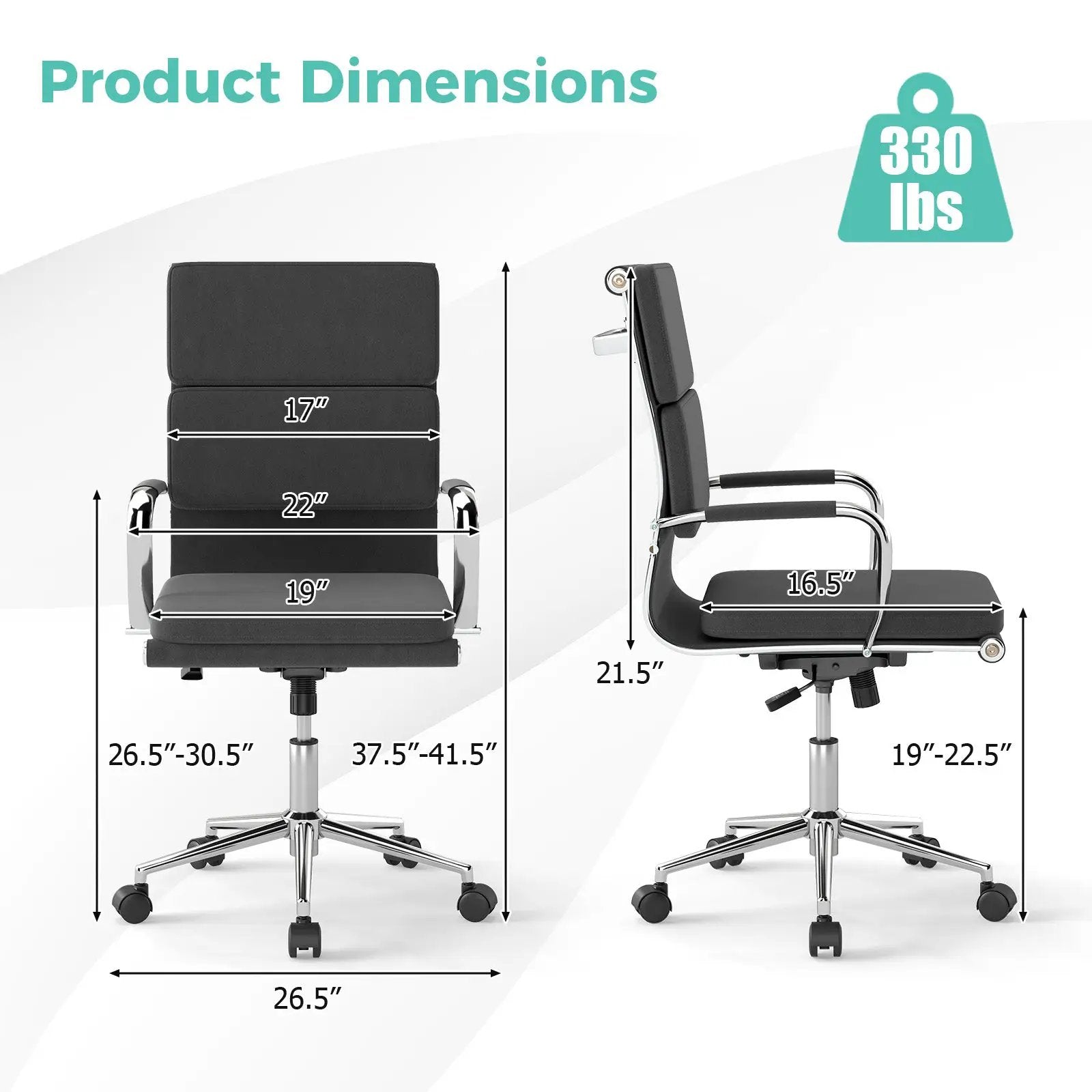 Ergonomic Office Desk Chair with Rocking Backrest and Height-adjustable Padded Seat-Gray by DirectDeals