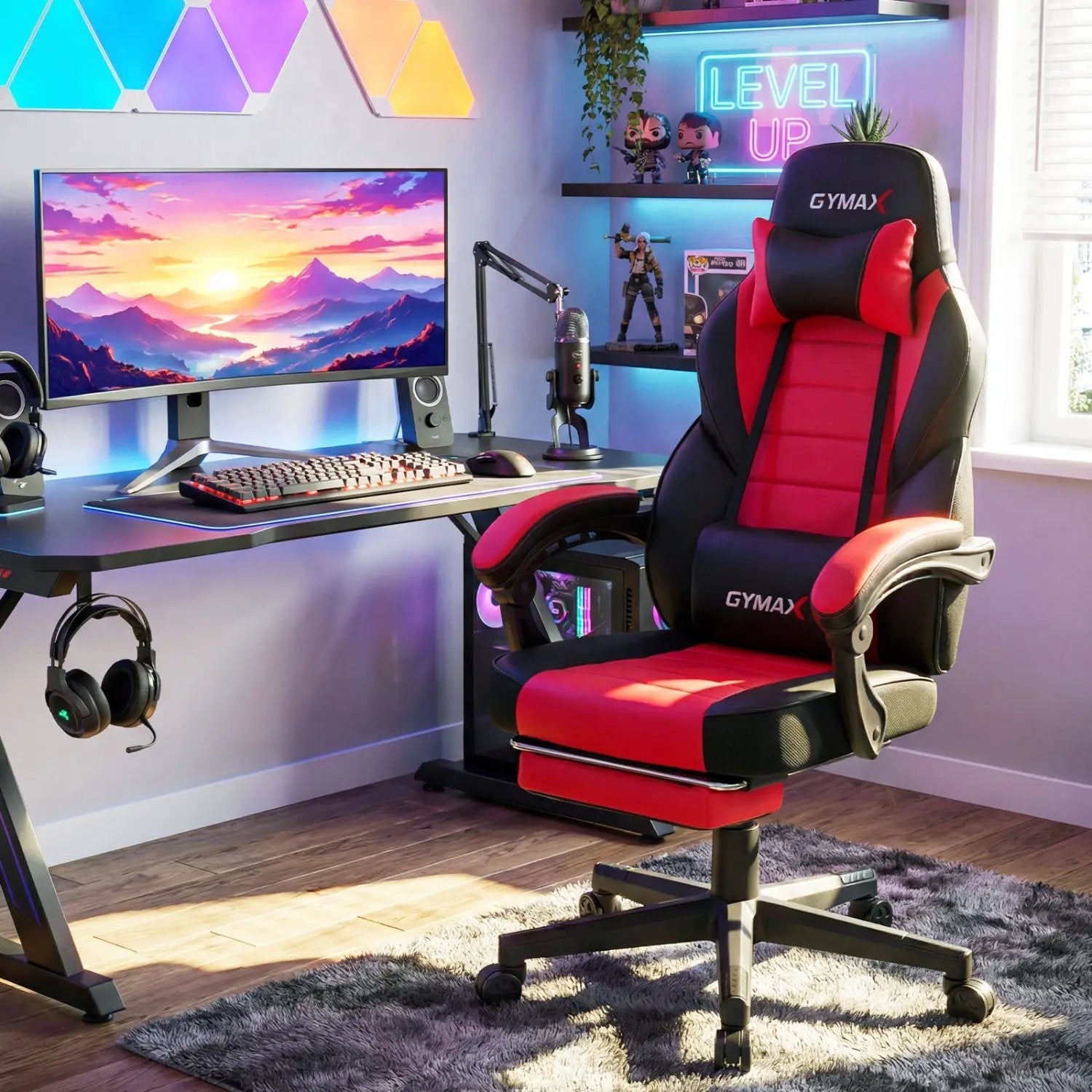 Ergonomic Video Game Chair with Headrest and Reclining Backrest by DirectDeals