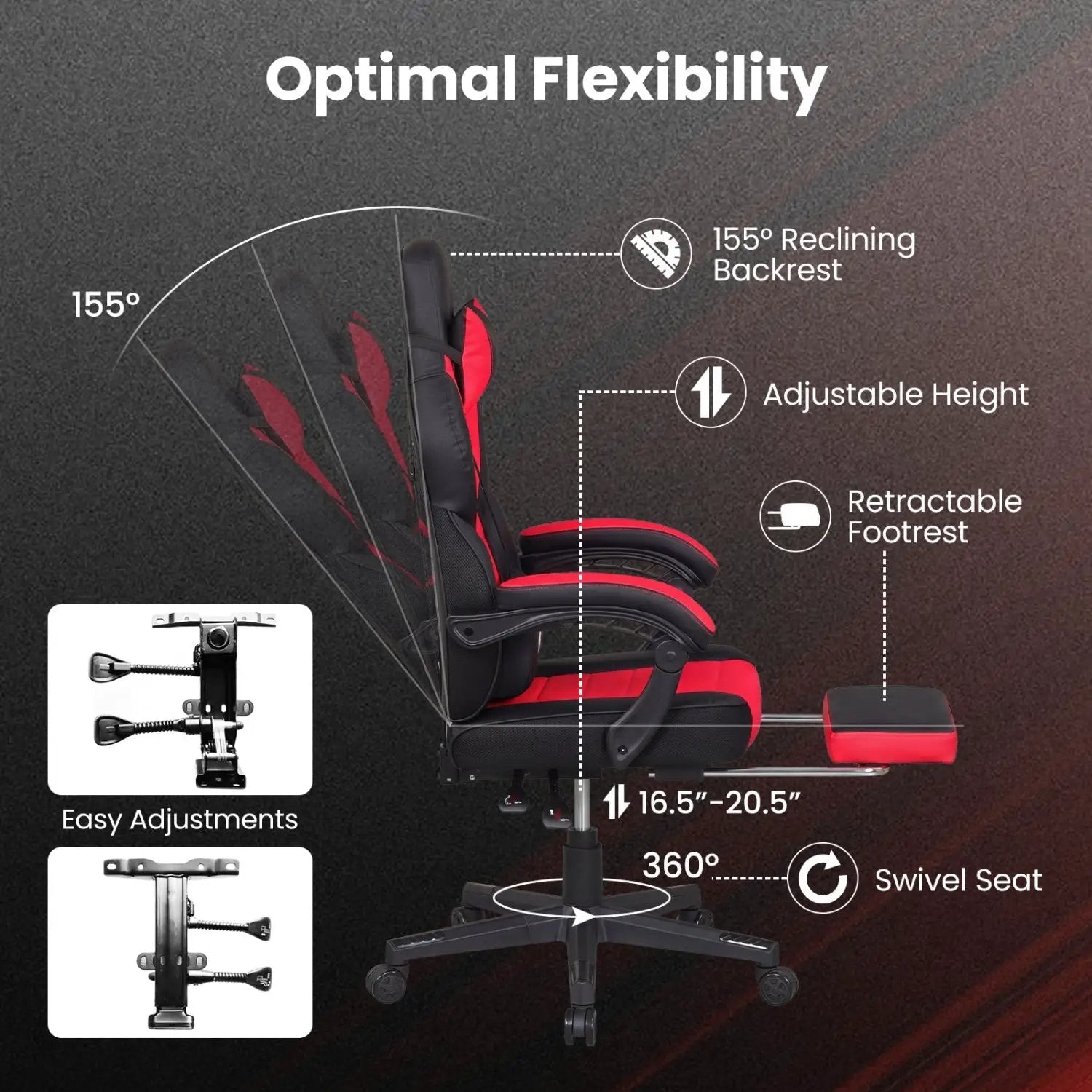 Ergonomic Video Game Chair with Headrest and Reclining Backrest by DirectDeals