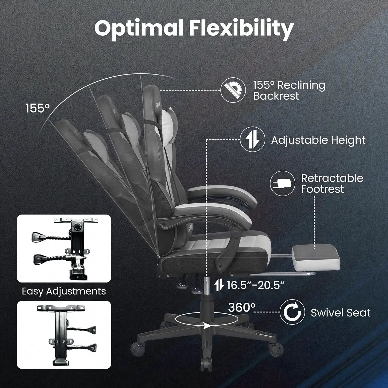 Ergonomic Video Game Chair with Headrest and Reclining Backrest by DirectDeals