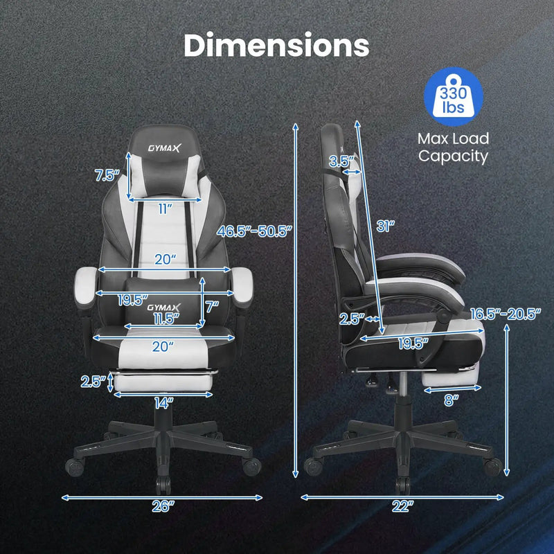 Ergonomic Video Game Chair with Headrest and Reclining Backrest by DirectDeals