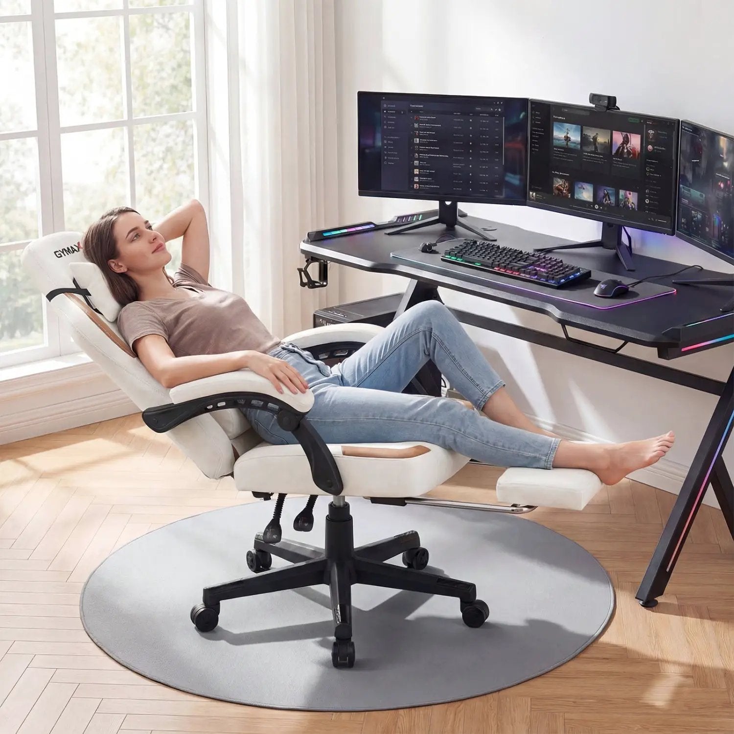 Ergonomic Video Game Chair with Headrest for Home Office by DirectDeals