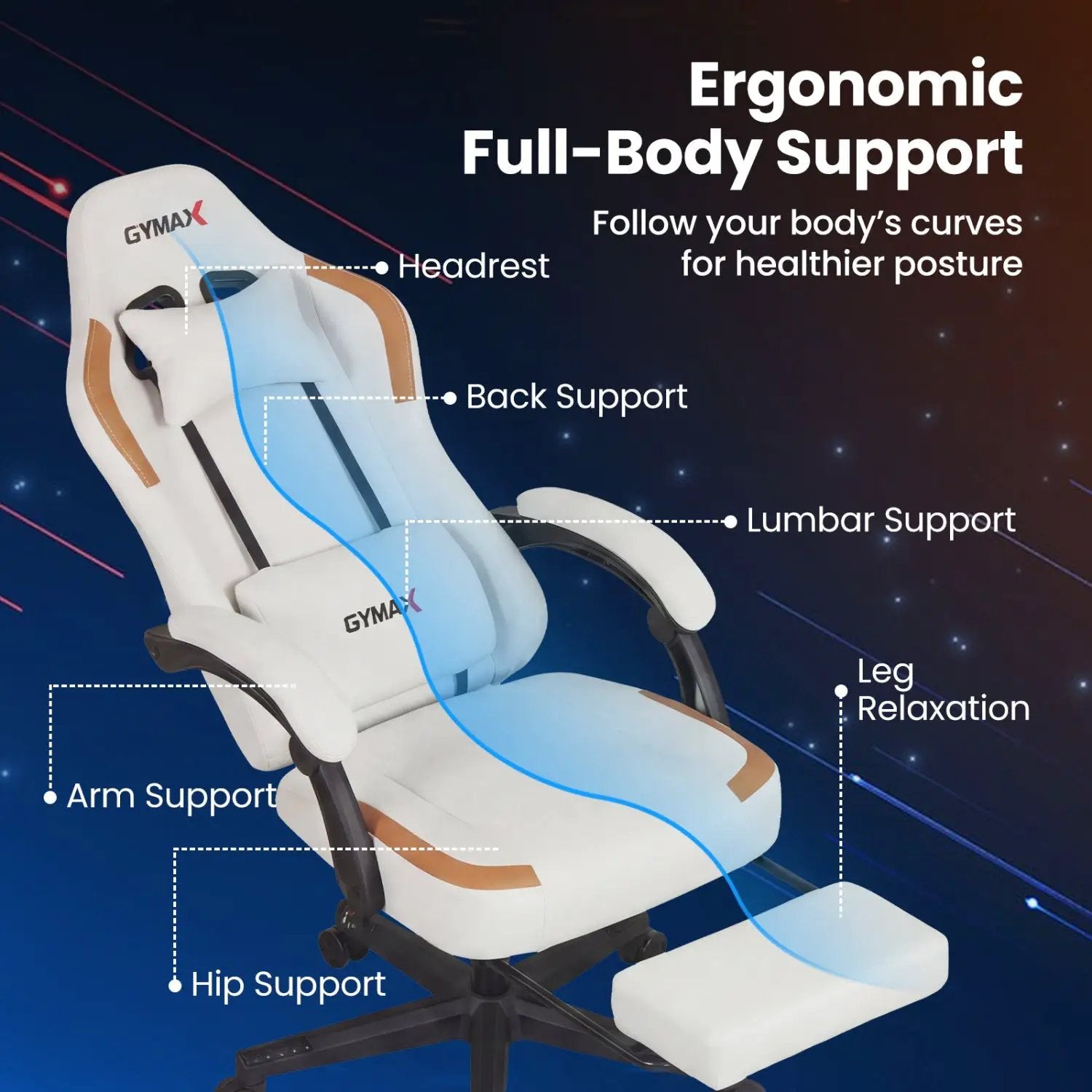 Ergonomic Video Game Chair with Headrest for Home Office by DirectDeals