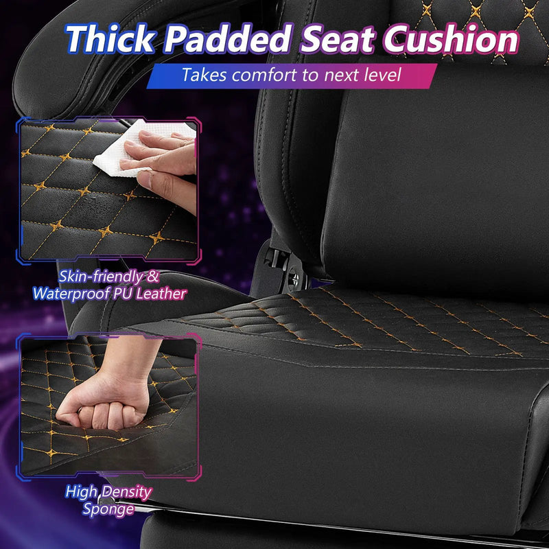 Ergonomic Video Game Computer Chair with Headrest and Lumbar Pillow-Black by DirectDeals