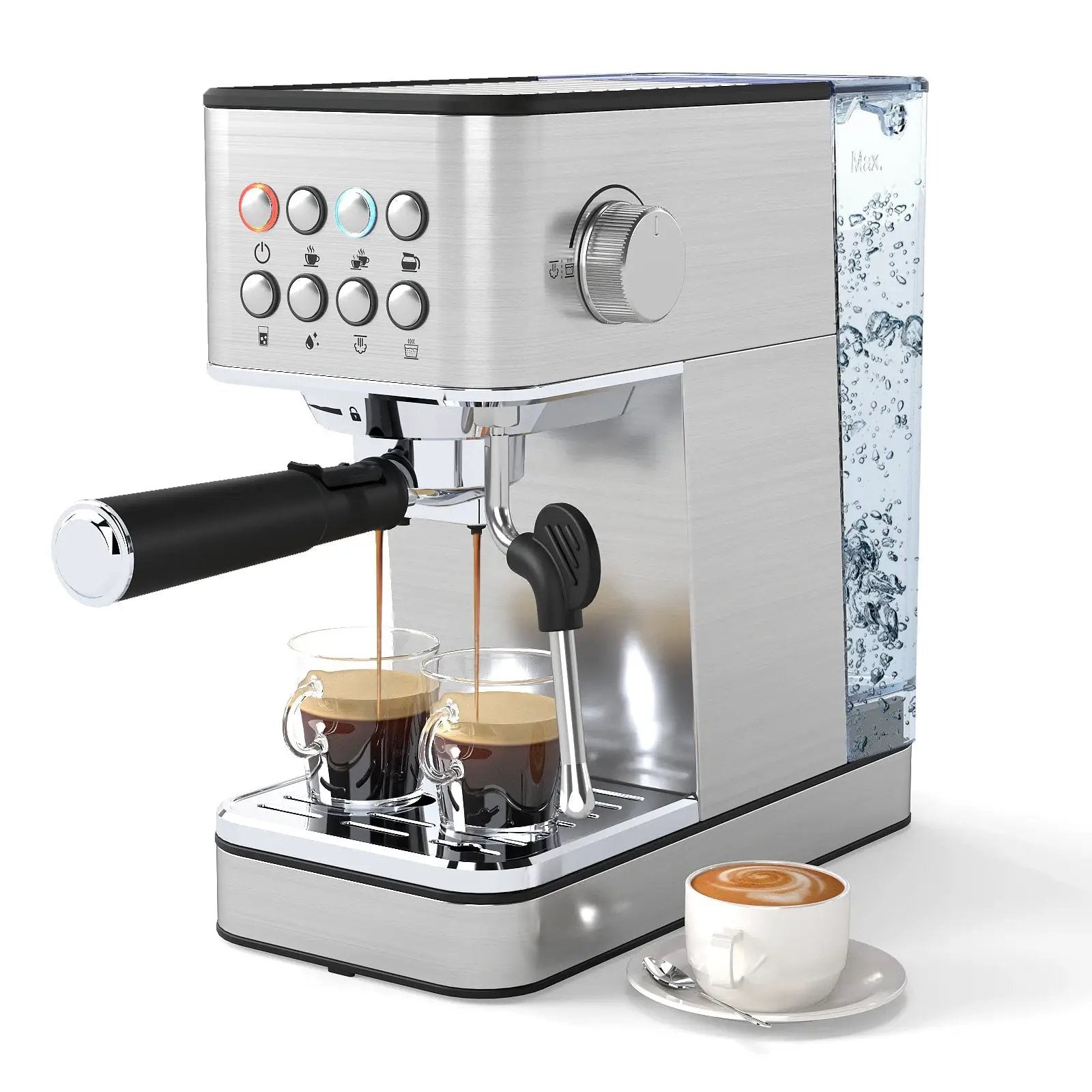 Espresso Machine 20 Bar Compact Stainless Steel Coffee Maker with Milk Frother-Silver by DirectDeals