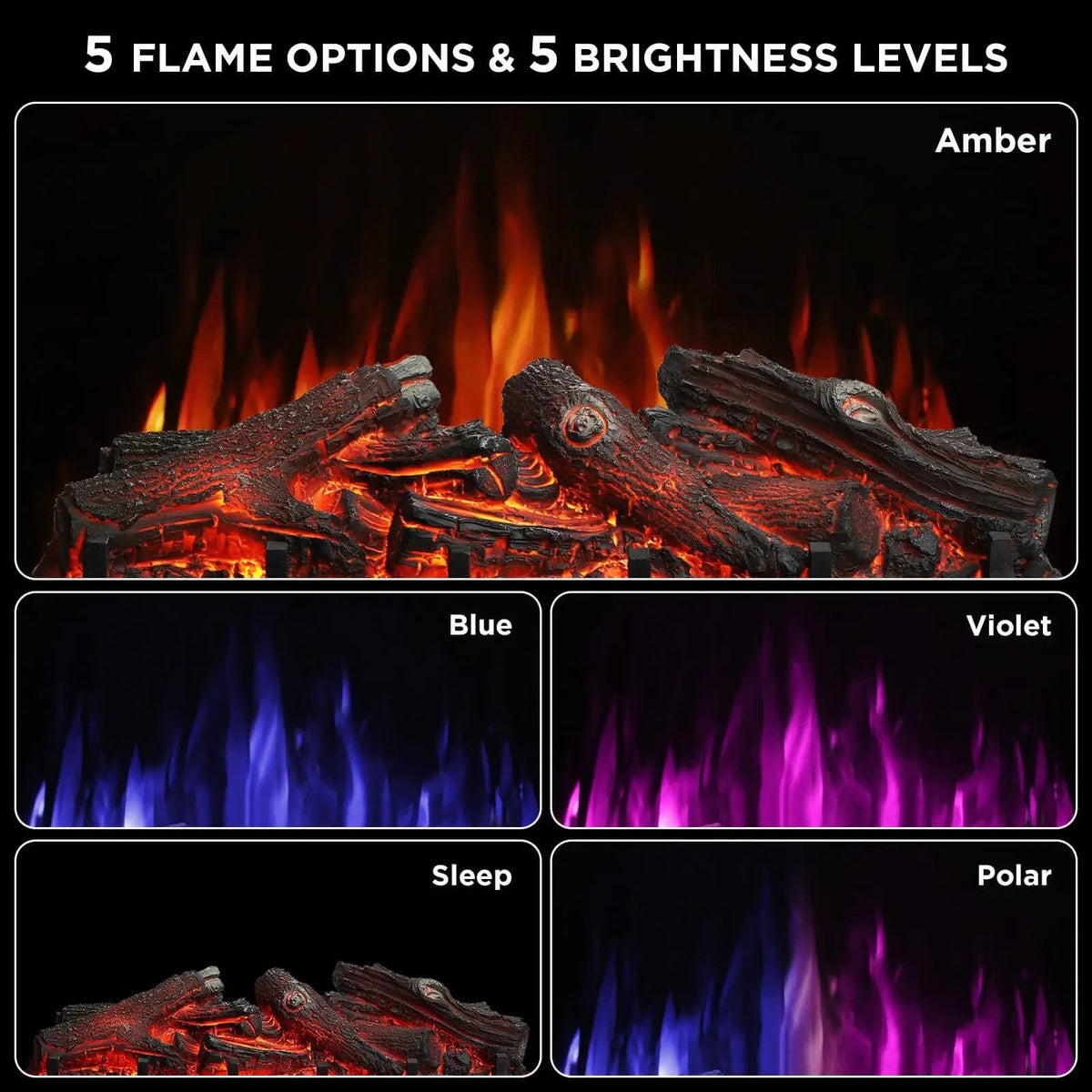 (Open Box) Eternal Flame EF26-LG Smart Electric Fireplace Logs, WiFi Enabled by TURBRO