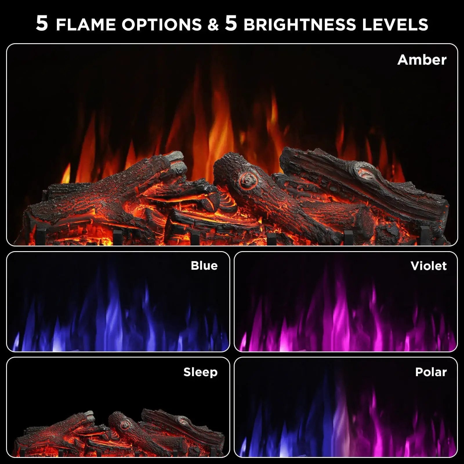 (Open Box) Eternal Flame EF26-LG Smart Electric Fireplace Logs, WiFi Enabled by TURBRO