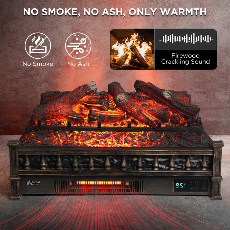 (Open Box) Eternal Flame EF26-LG Smart Electric Fireplace Logs, WiFi Enabled by TURBRO