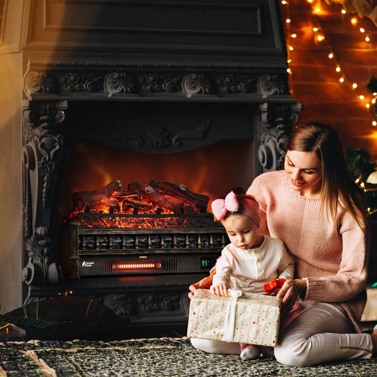 (Open Box) Eternal Flame EF26-LG Smart Electric Fireplace Logs, WiFi Enabled by TURBRO