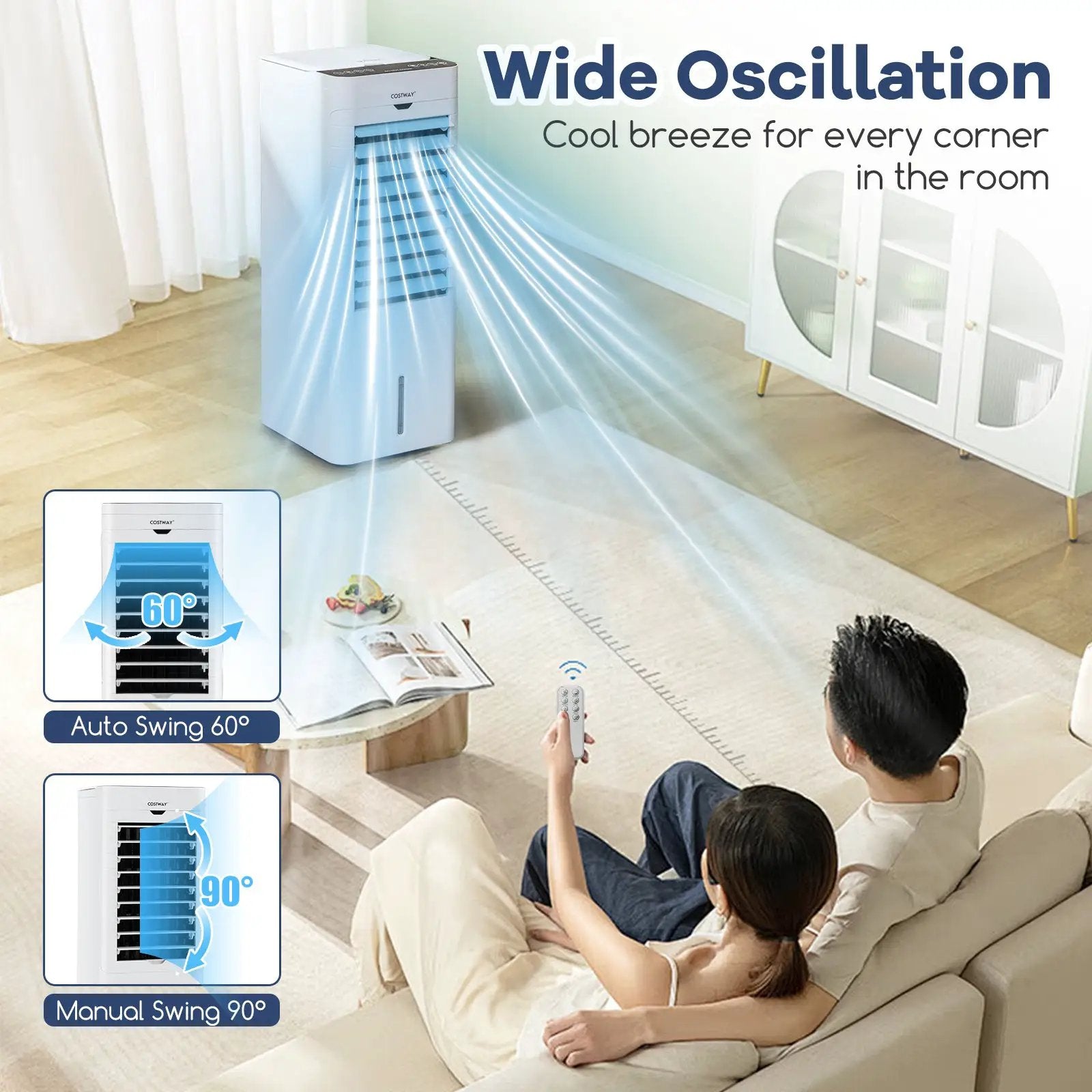 Evaporative Air Cooler and Heater with 3 Modes 3 Speeds and 2 Ice Boxes-White by DirectDeals