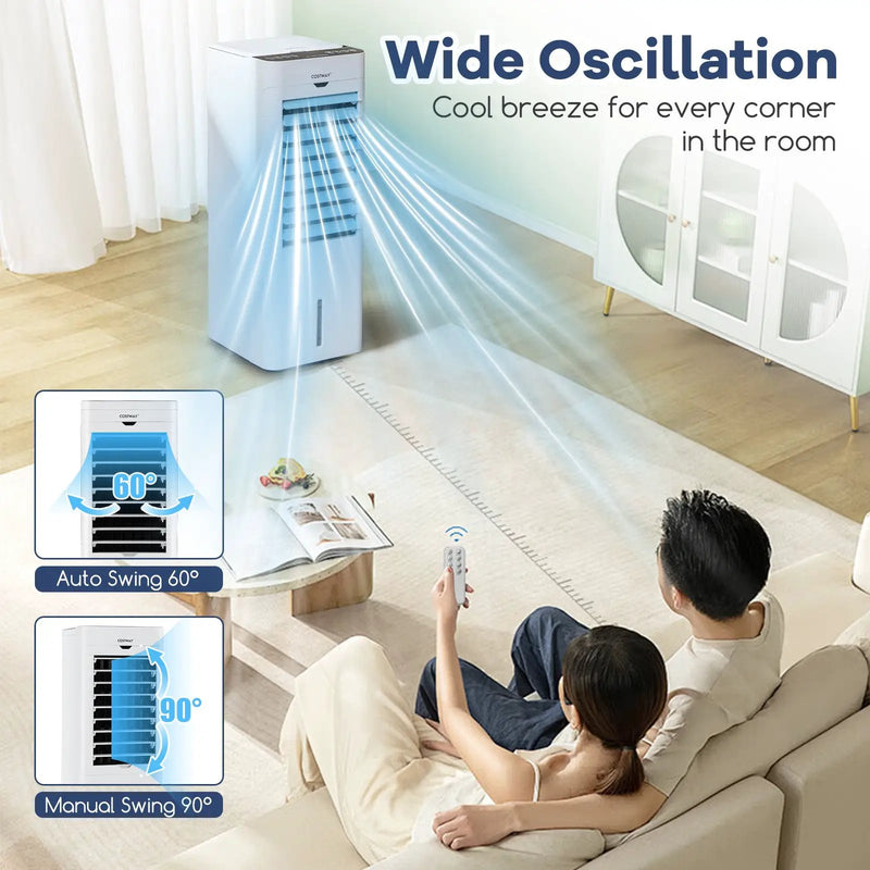 Evaporative Air Cooler and Heater with 3 Modes 3 Speeds and 2 Ice Boxes-White by DirectDeals
