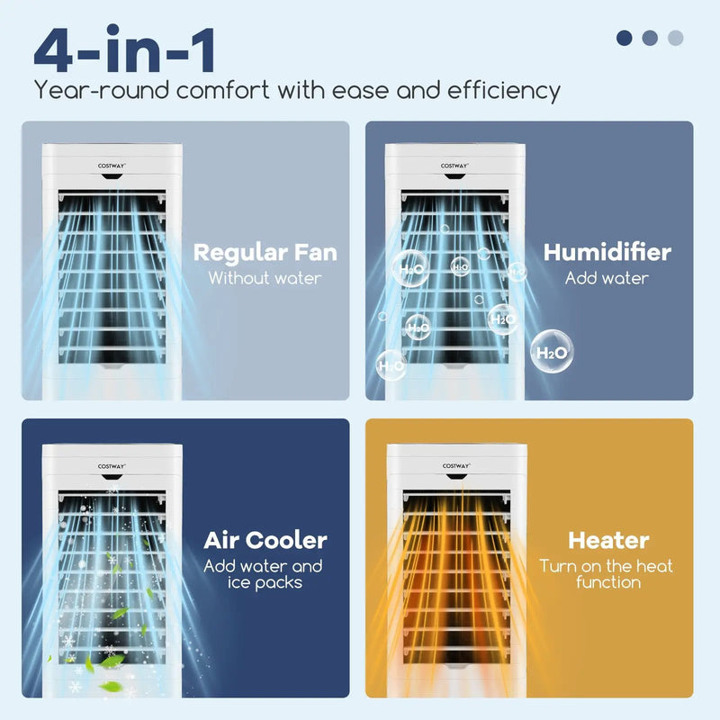Evaporative Air Cooler and Heater with 3 Modes 3 Speeds and 2 Ice Boxes-White by DirectDeals