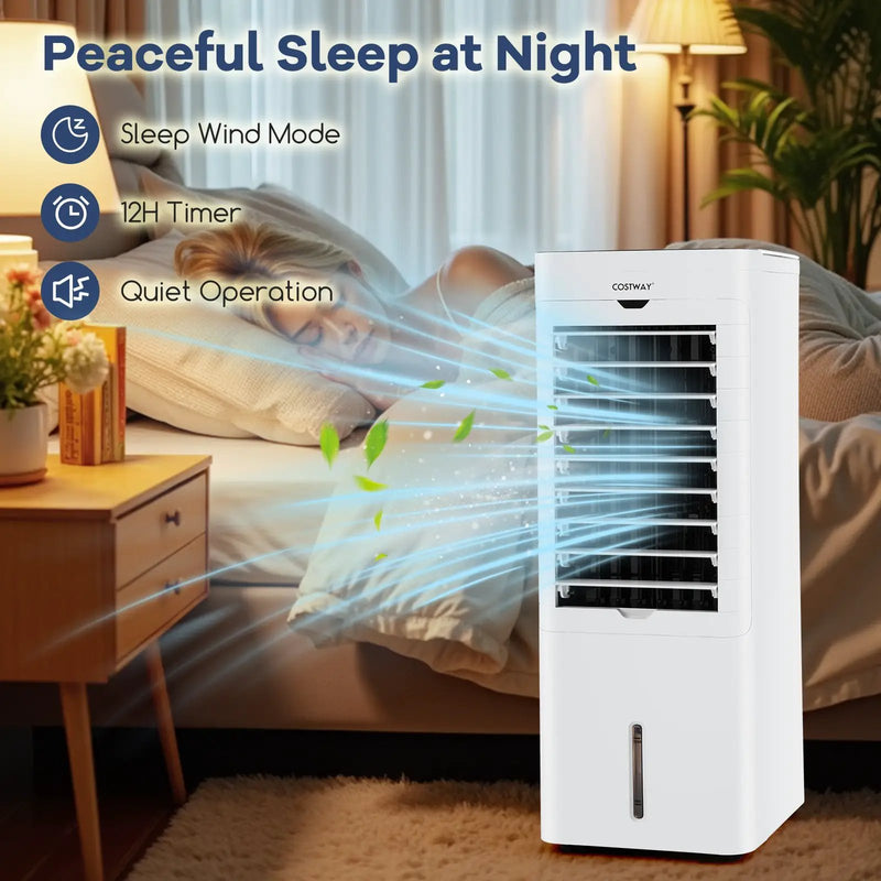 Evaporative Air Cooler and Heater with 3 Modes 3 Speeds and 2 Ice Boxes-White by DirectDeals