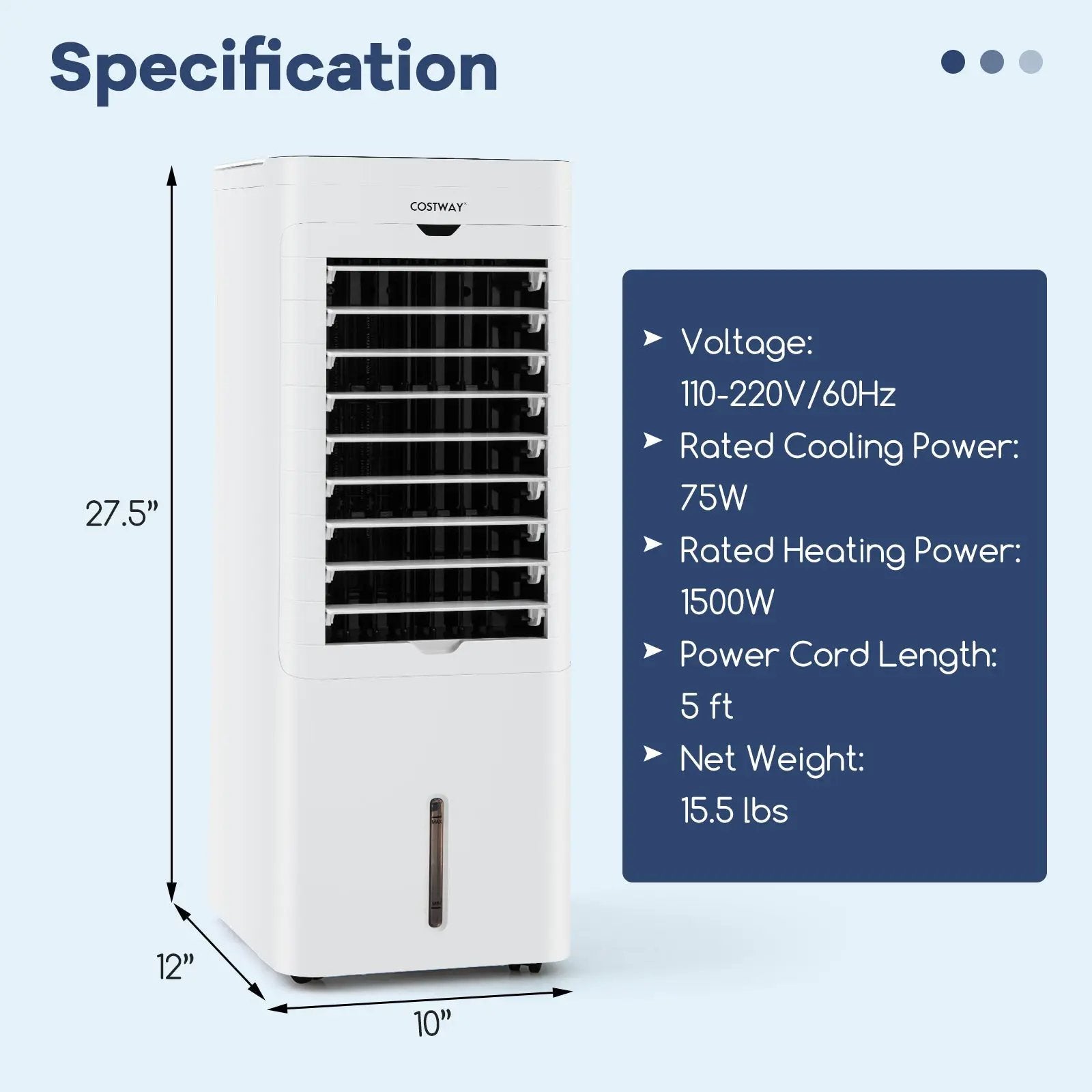 Evaporative Air Cooler and Heater with 3 Modes 3 Speeds and 2 Ice Boxes-White by DirectDeals