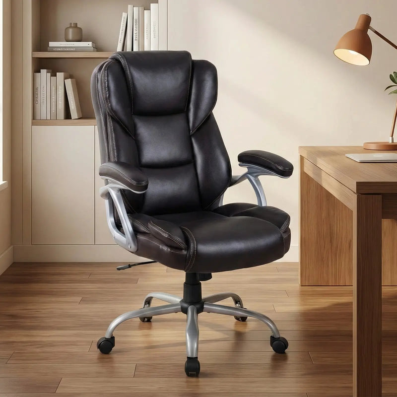 Executive Office Chair Leather Ergonomic Computer Desk Chair with Padded Seat and Armrests by DirectDeals