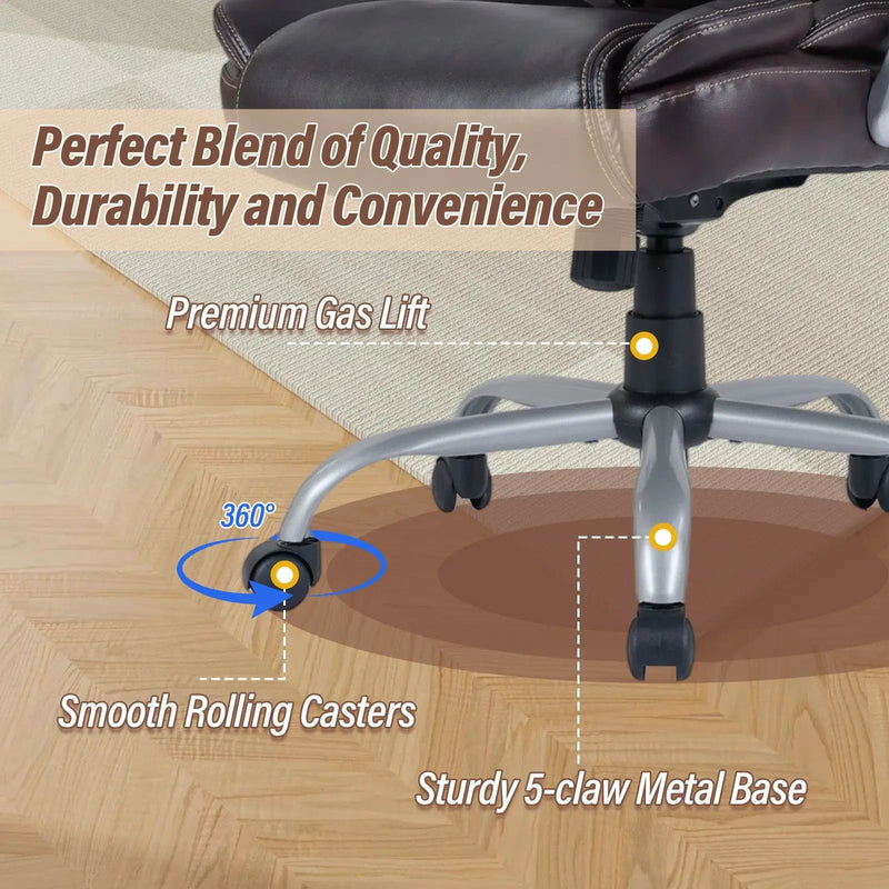 Executive Office Chair Leather Ergonomic Computer Desk Chair with Padded Seat and Armrests by DirectDeals