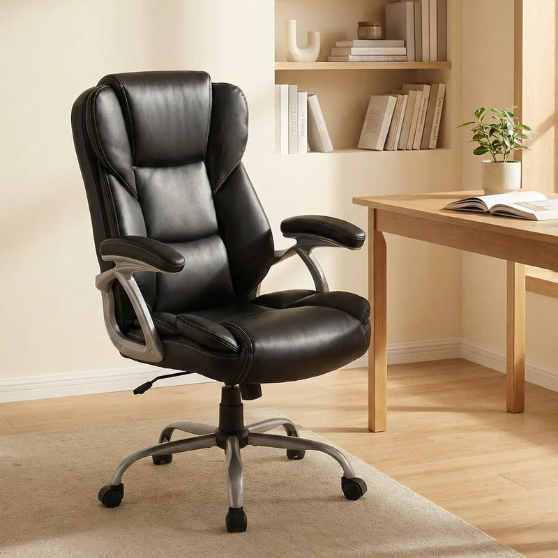 Executive Office Chair Leather Ergonomic Computer Desk Chair with Padded Seat and Armrests by DirectDeals