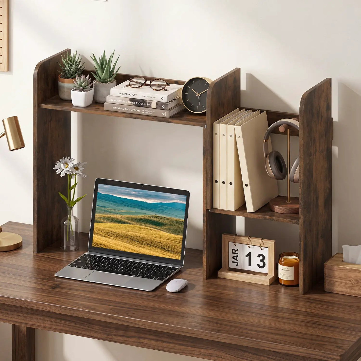 Expandable Desktop Bookshelf with Open Storage Cubes by DirectDeals
