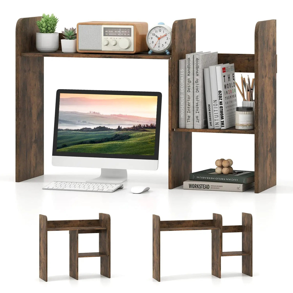 Expandable Desktop Bookshelf with Open Storage Cubes by DirectDeals