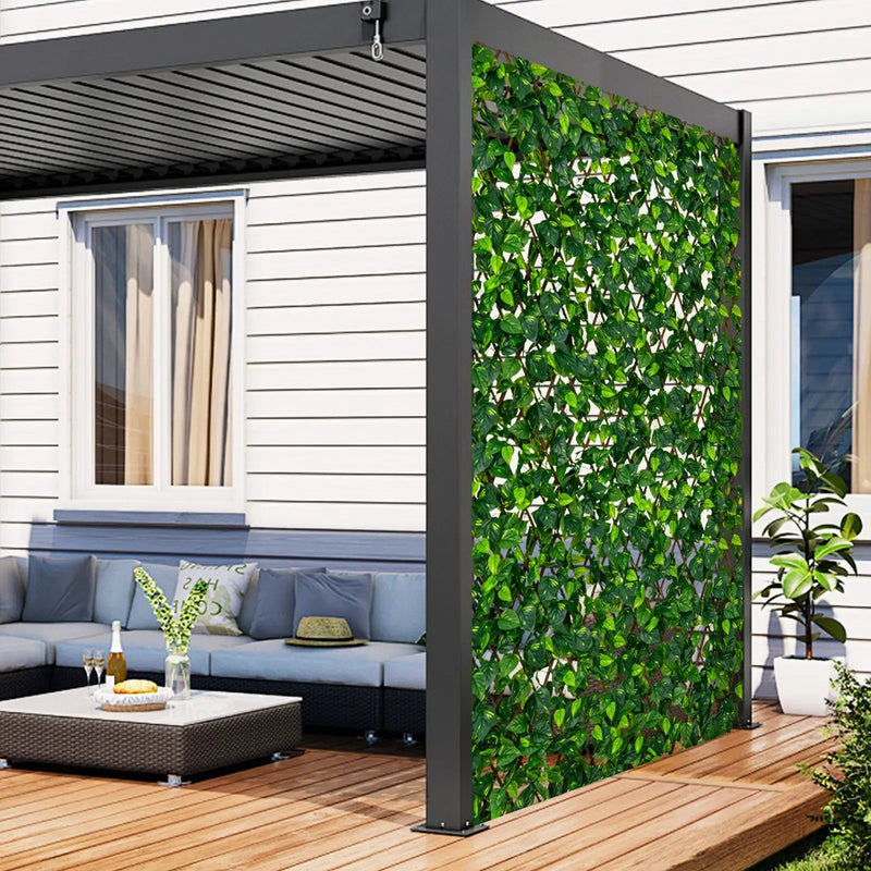 Expandable Fence Privacy Screen Decorative Faux Fencing Panel with Real Willow Frame by DirectDeals