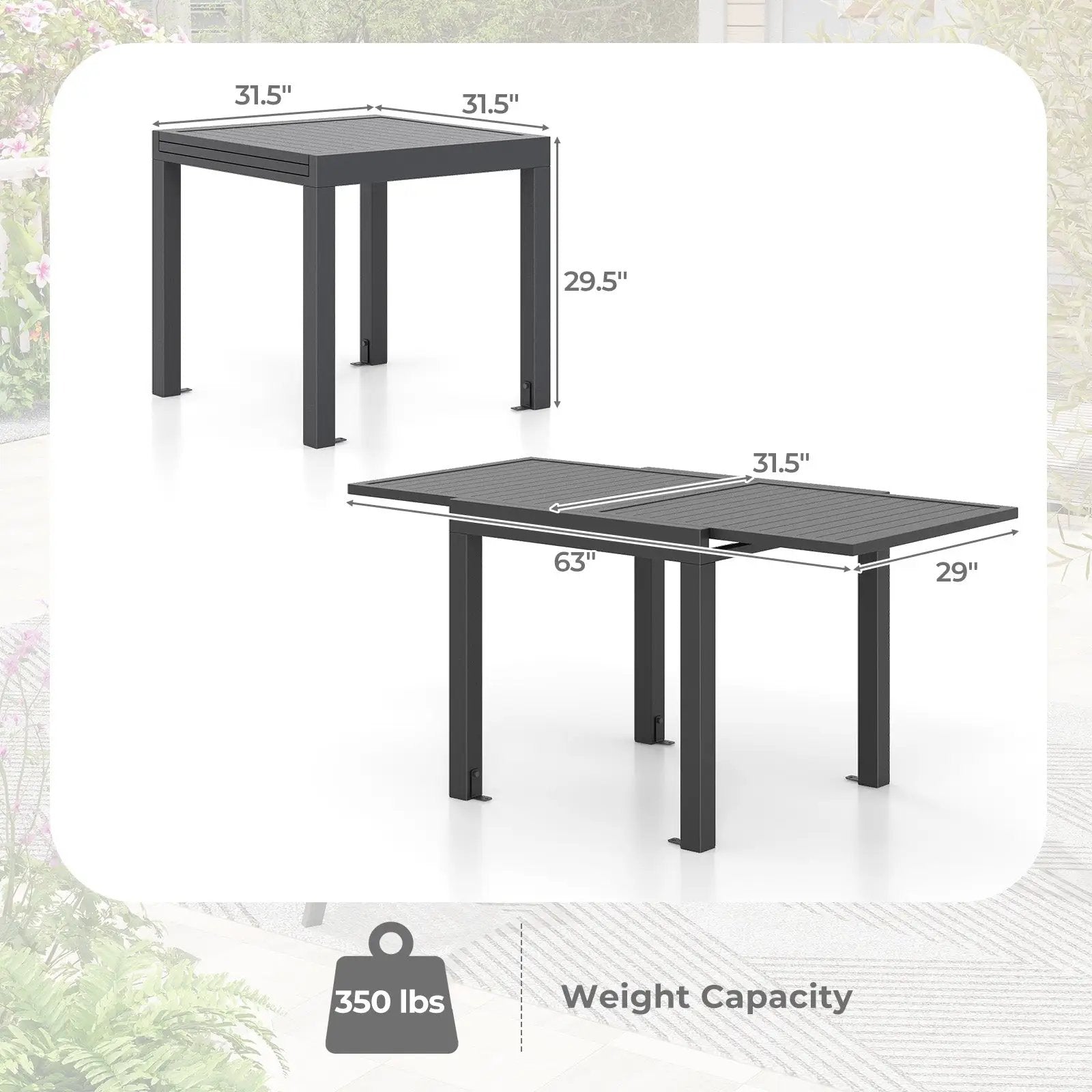 Expandable Patio Dining Table for 4-6 People by DirectDeals
