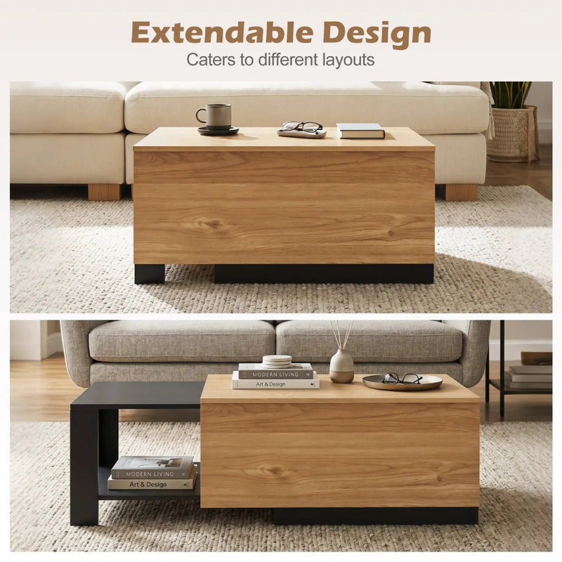 Extendable Coffee Table with Hidden Storage Compartment by DirectDeals