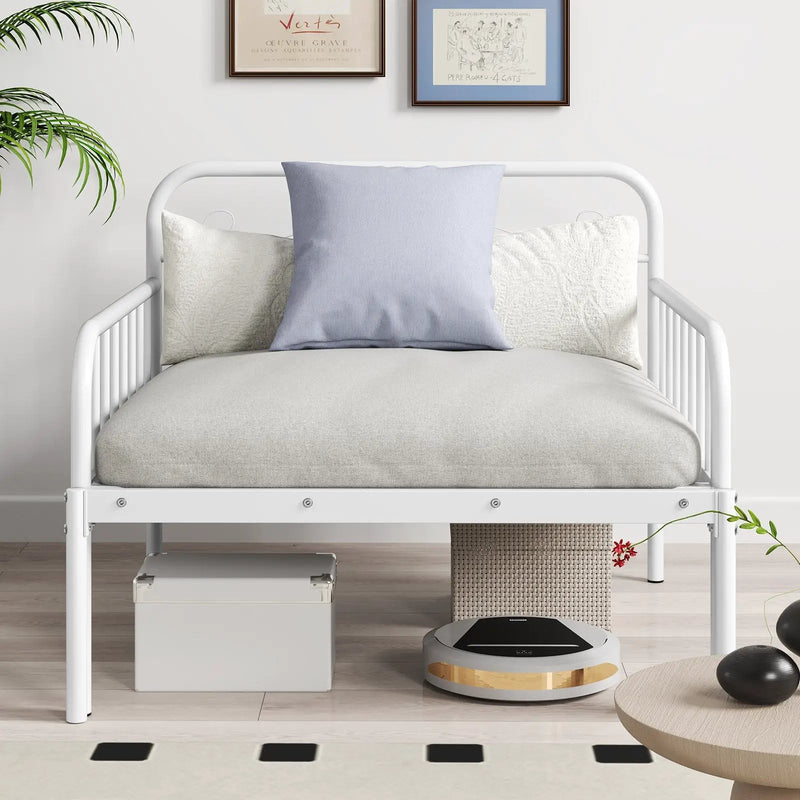 Extendable Metal Daybed to Twin Size Bed with Guardrails and Armrests by DirectDeals