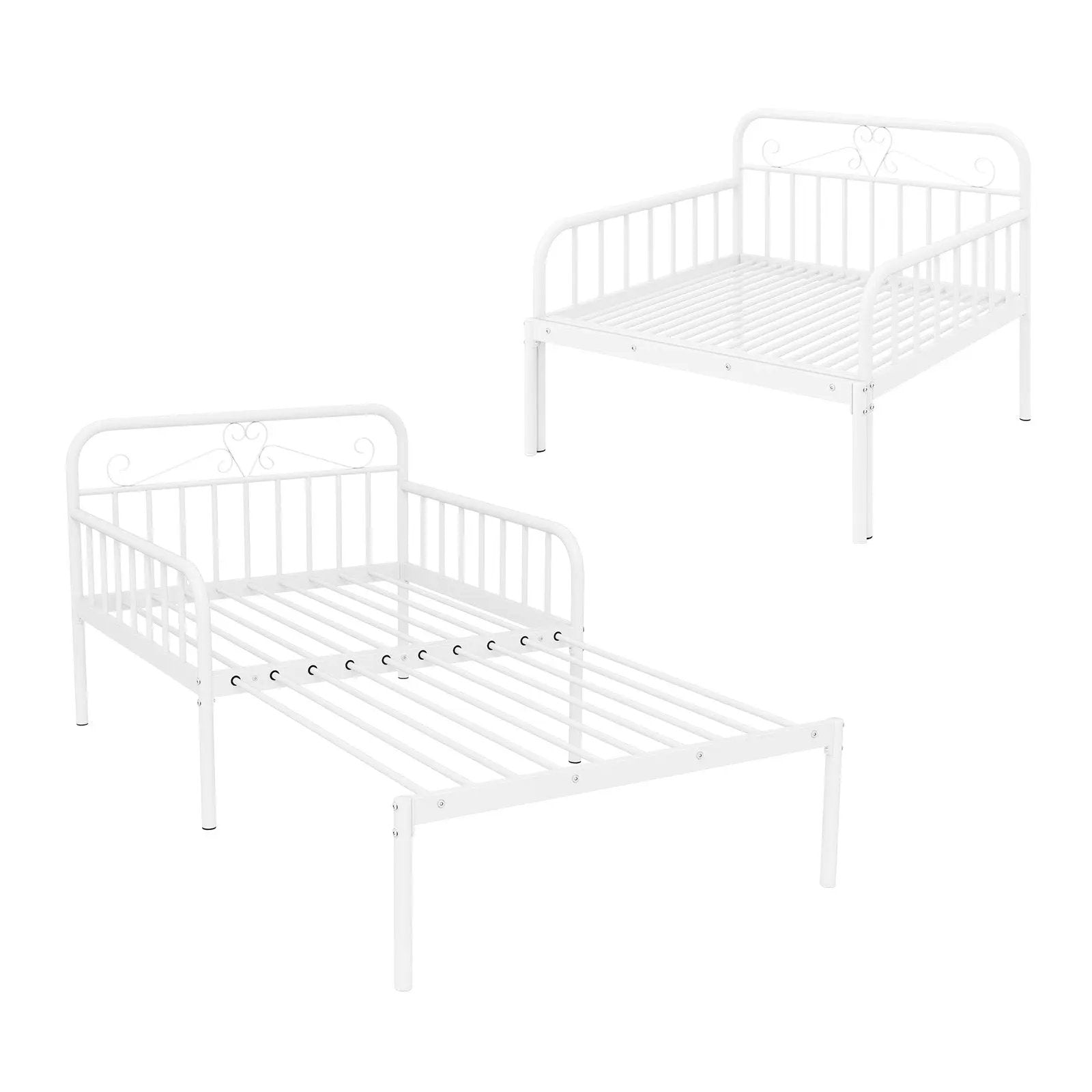 Extendable Metal Daybed to Twin Size Bed with Guardrails and Armrests by DirectDeals