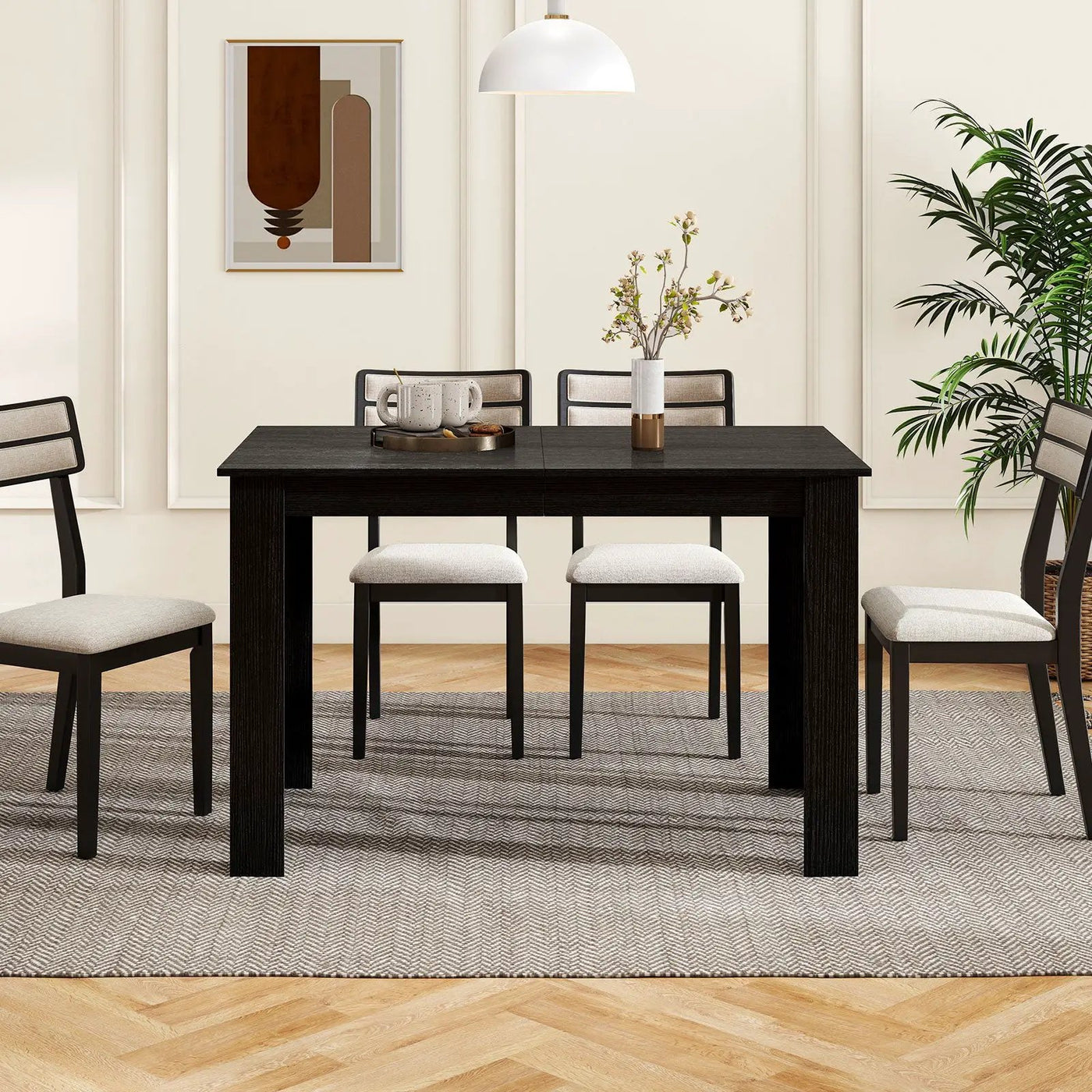Extendable Dining Table for 4-8 People 47"-62" Large Rectangular Kitchen Table by DirectDeals