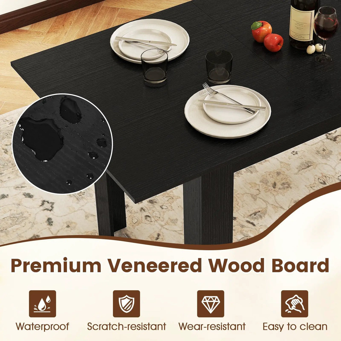 Extendable Dining Table for 4-8 People 47"-62" Large Rectangular Kitchen Table by DirectDeals