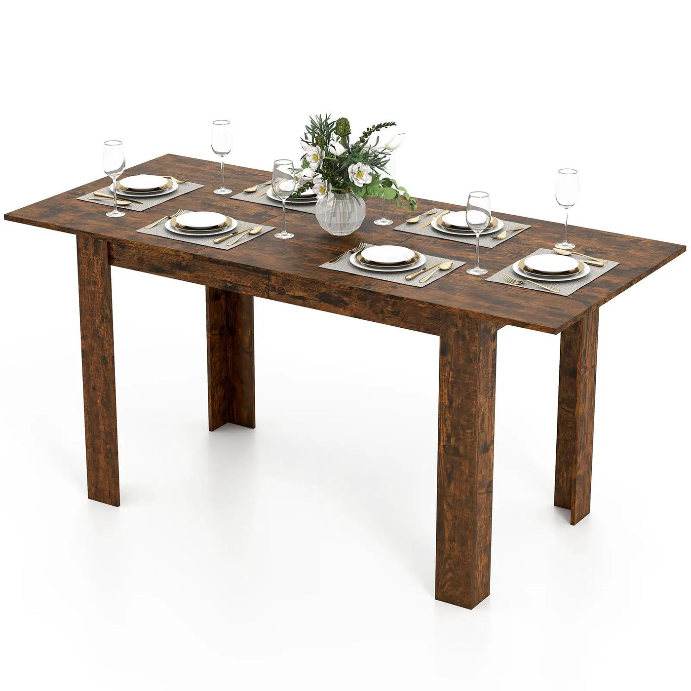 Extendable Dining Table for 4-8 People 47"-62" Large Rectangular Kitchen Table by DirectDeals