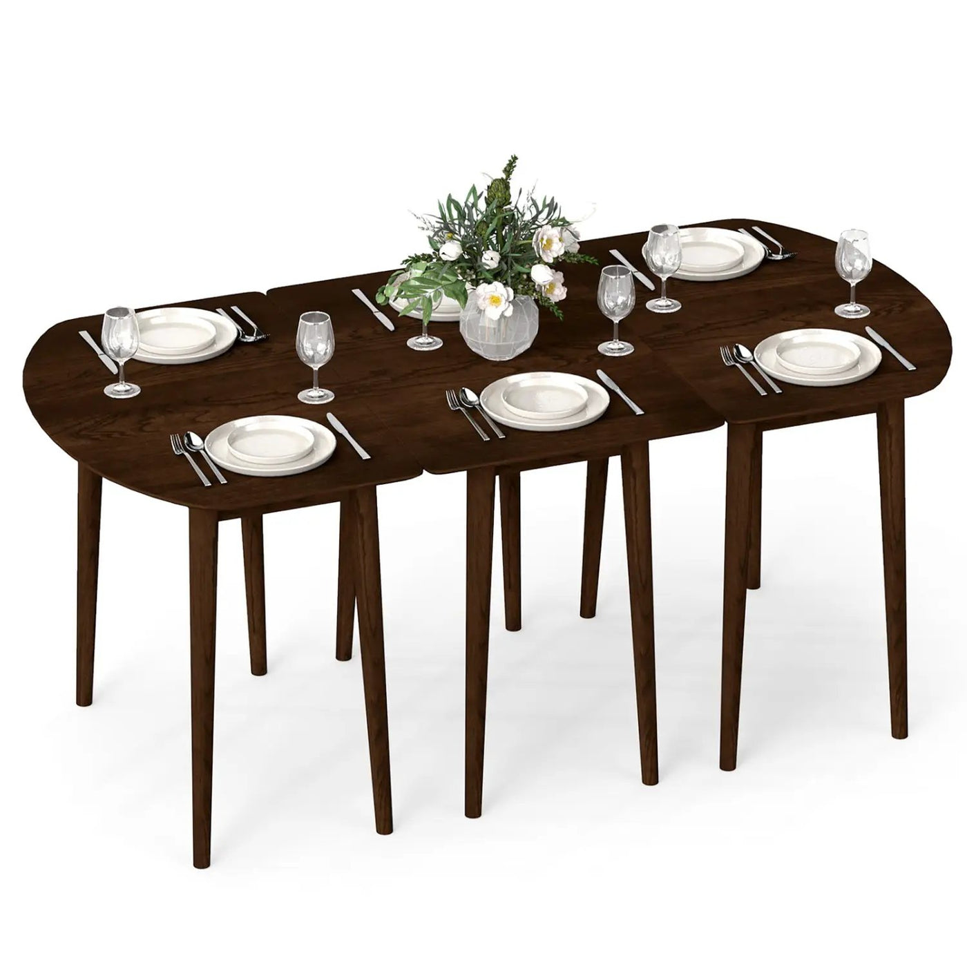Extendable Dining Table Set with 2 Half-Round and 1 Rectangular Tables by DirectDeals