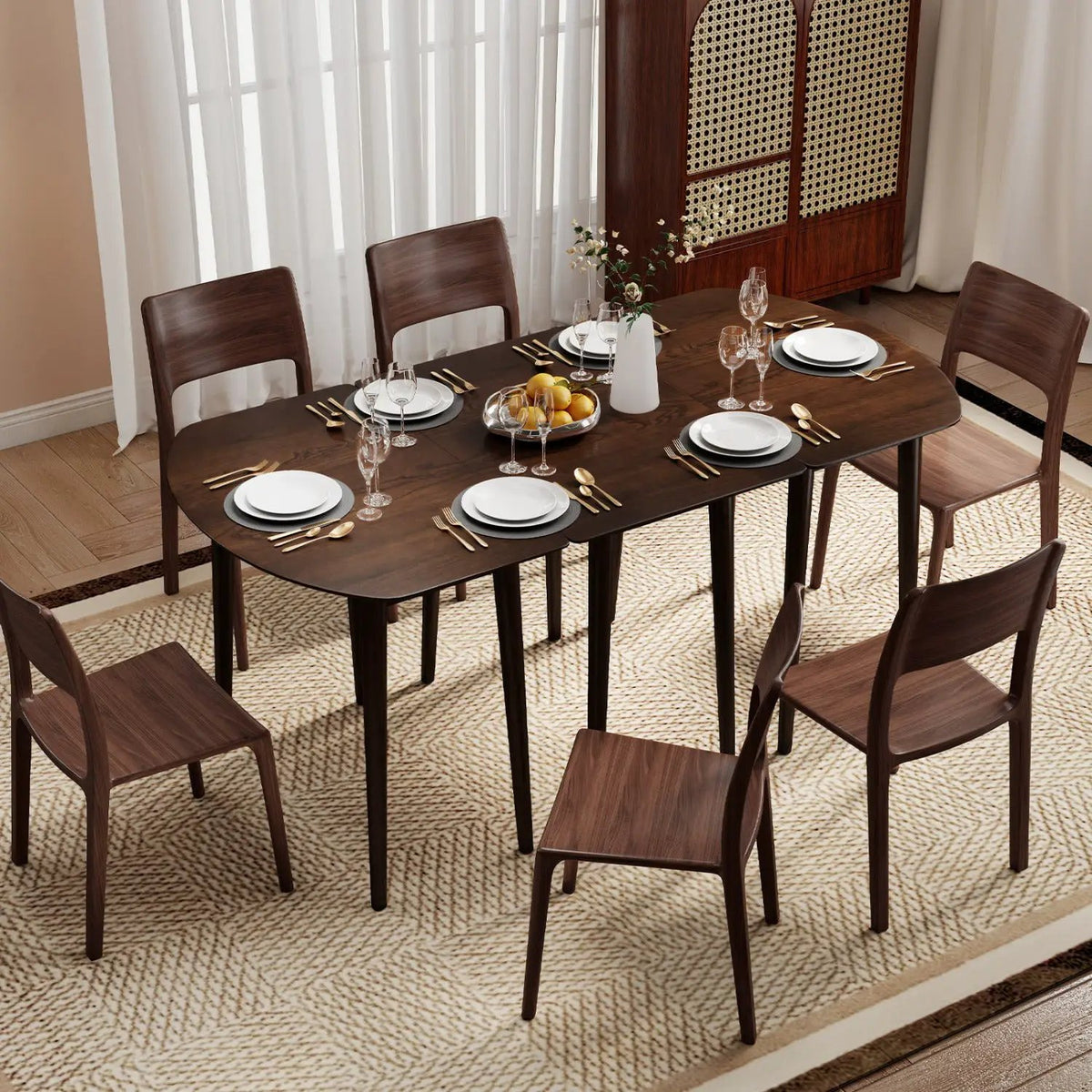 Extendable Dining Table Set with 2 Half-Round and 1 Rectangular Tables by DirectDeals