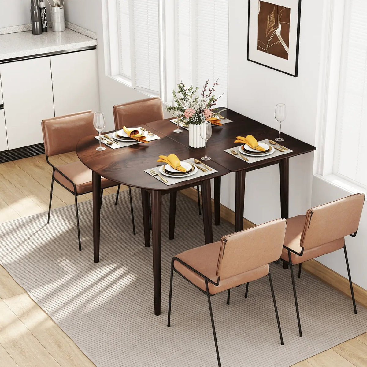 Extendable Dining Table Set with 2 Half-Round and 1 Rectangular Tables by DirectDeals