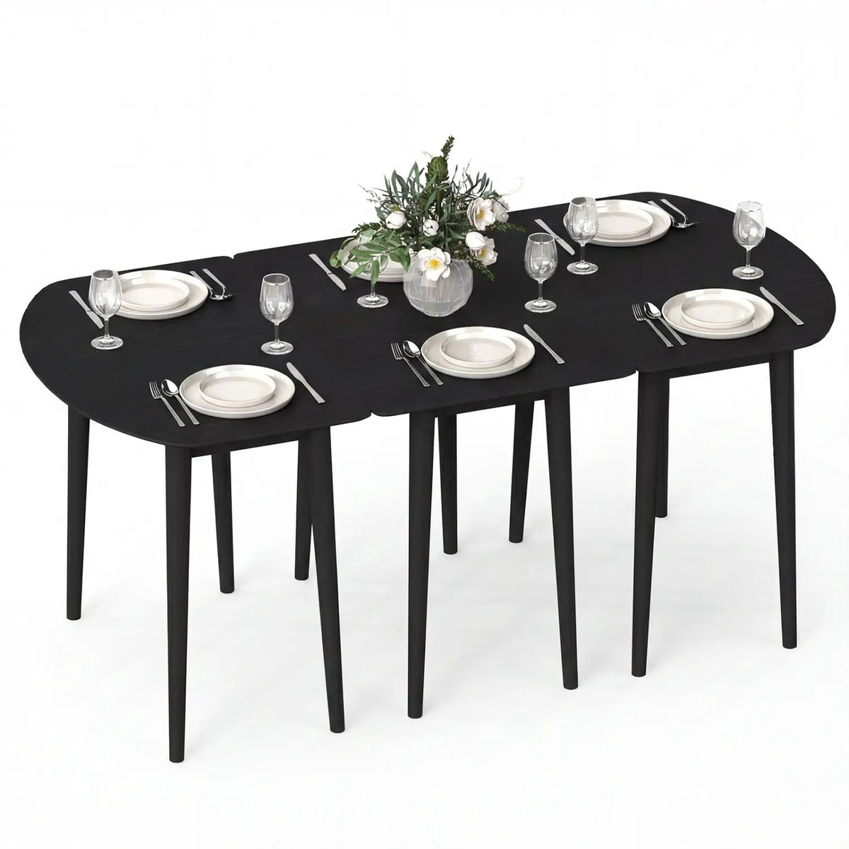 Extendable Dining Table Set with 2 Half-Round and 1 Rectangular Tables by DirectDeals