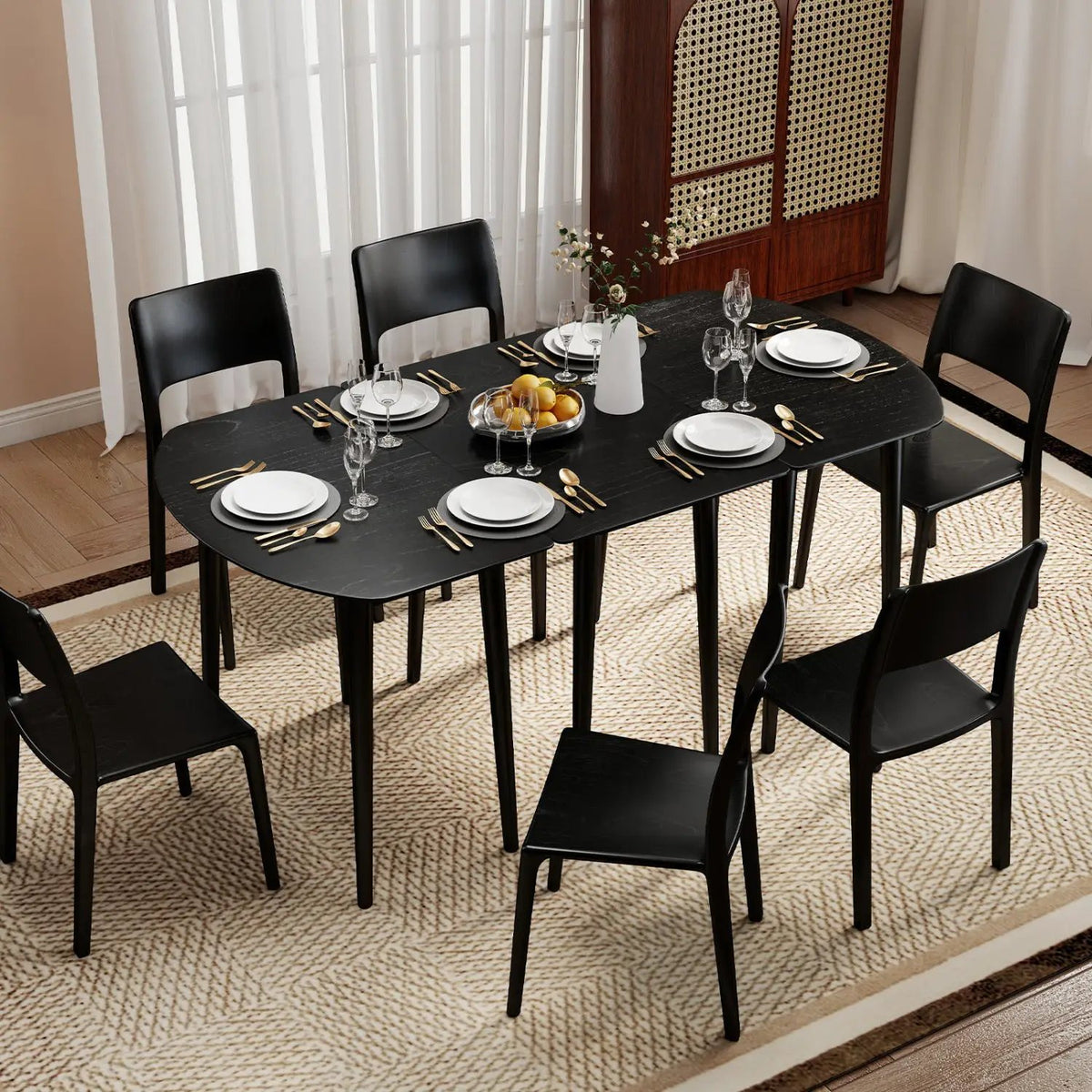 Extendable Dining Table Set with 2 Half-Round and 1 Rectangular Tables by DirectDeals
